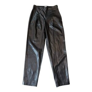 DKNY Faux Leather Pants High Waist Trousers Black XS NWOT‎